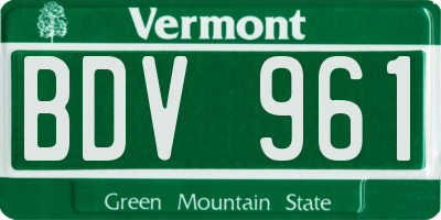 VT license plate BDV961