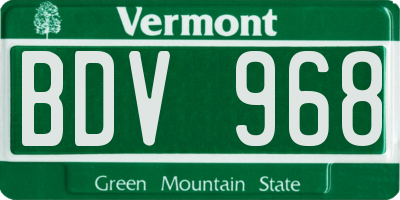 VT license plate BDV968