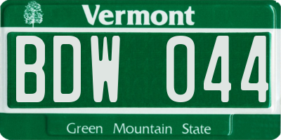 VT license plate BDW044