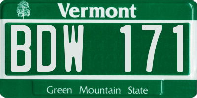 VT license plate BDW171
