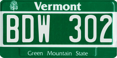 VT license plate BDW302