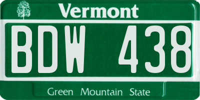 VT license plate BDW438