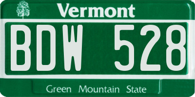 VT license plate BDW528
