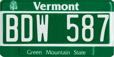 VT license plate BDW587
