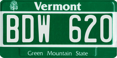 VT license plate BDW620