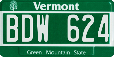 VT license plate BDW624
