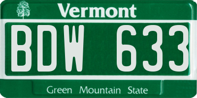 VT license plate BDW633