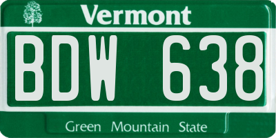 VT license plate BDW638