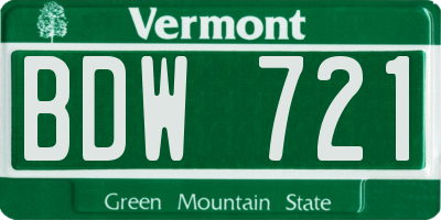 VT license plate BDW721