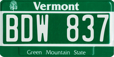 VT license plate BDW837
