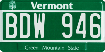 VT license plate BDW946