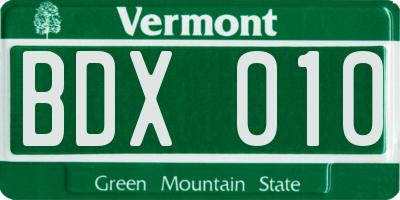 VT license plate BDX010