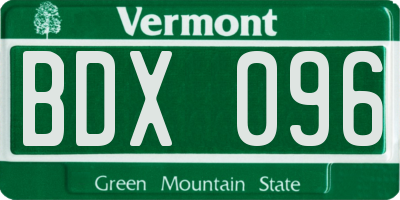 VT license plate BDX096