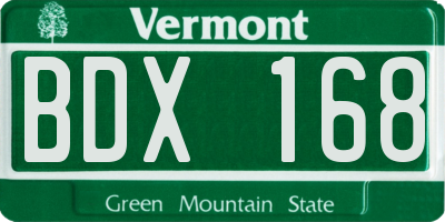 VT license plate BDX168