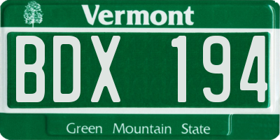 VT license plate BDX194