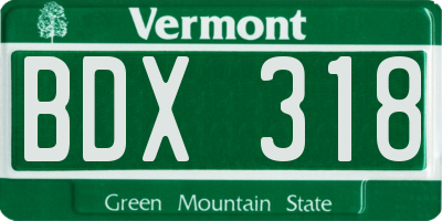 VT license plate BDX318