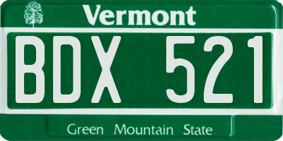 VT license plate BDX521