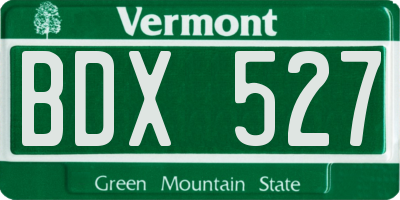 VT license plate BDX527