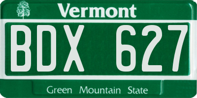 VT license plate BDX627