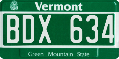 VT license plate BDX634