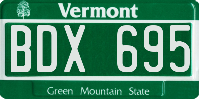 VT license plate BDX695