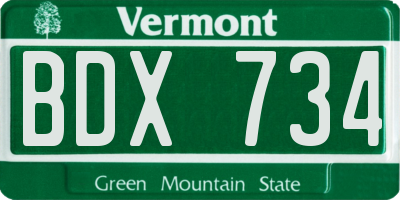 VT license plate BDX734