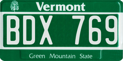 VT license plate BDX769