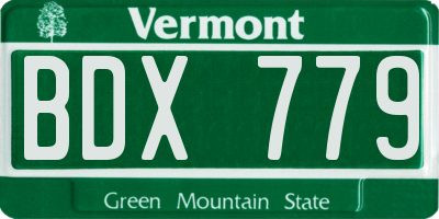 VT license plate BDX779