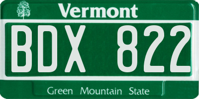 VT license plate BDX822