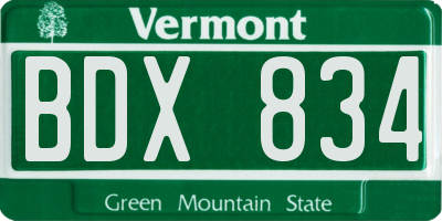 VT license plate BDX834