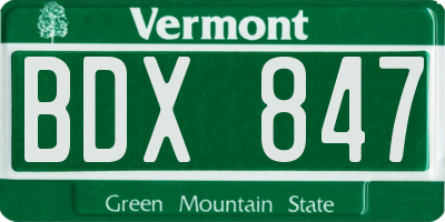 VT license plate BDX847