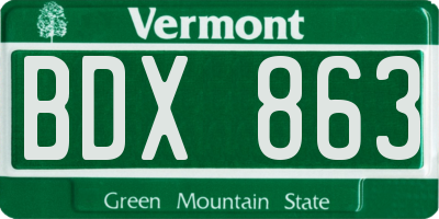 VT license plate BDX863