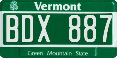 VT license plate BDX887
