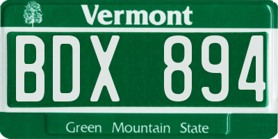 VT license plate BDX894