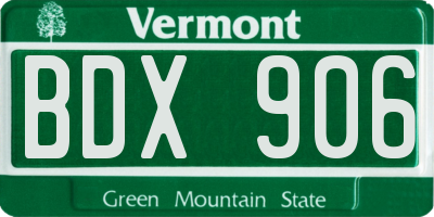 VT license plate BDX906