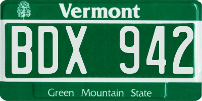 VT license plate BDX942