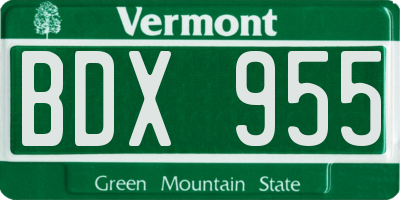 VT license plate BDX955