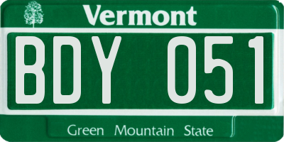 VT license plate BDY051
