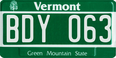 VT license plate BDY063