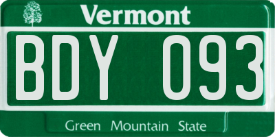 VT license plate BDY093