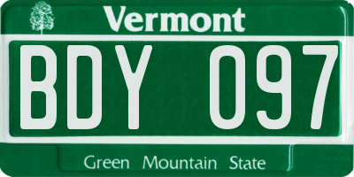 VT license plate BDY097
