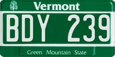 VT license plate BDY239