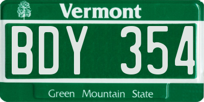 VT license plate BDY354