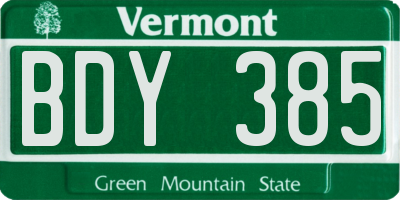 VT license plate BDY385