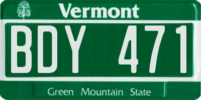 VT license plate BDY471