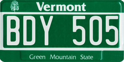 VT license plate BDY505