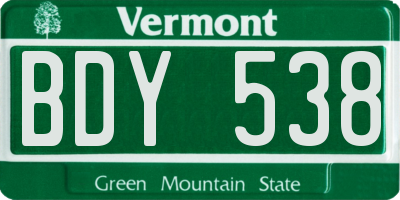 VT license plate BDY538