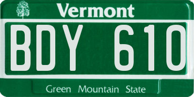 VT license plate BDY610