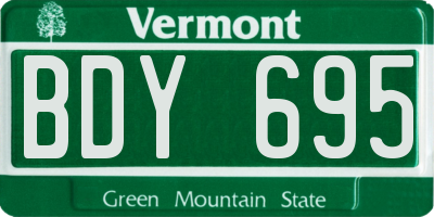 VT license plate BDY695