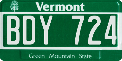 VT license plate BDY724
